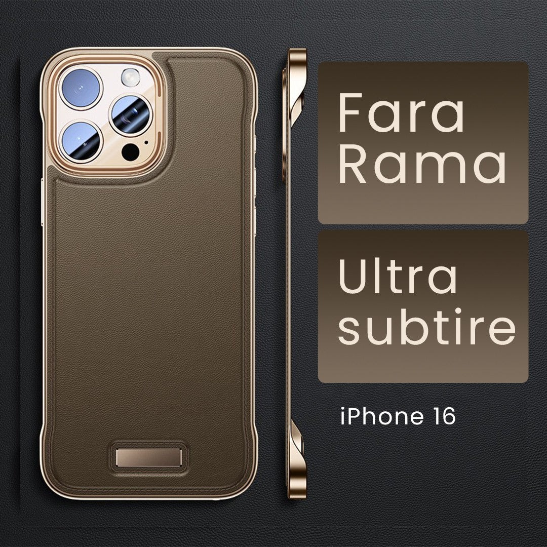 Husa pentru iPhone 16, husa de protectie pentru telefon, Vivimall, Design Modern fara margini, Subtire, din Piele PU, Desert Gold - vivimall.ro