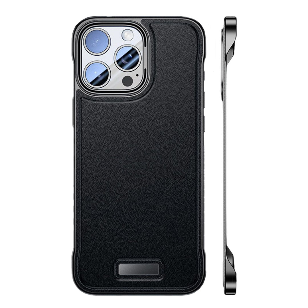 Husa pentru iPhone 16 Pro, husa de protectie pentru telefon, Vivimall, Design Modern fara margini, din Piele PU, Subtire, Negru - vivimall.ro