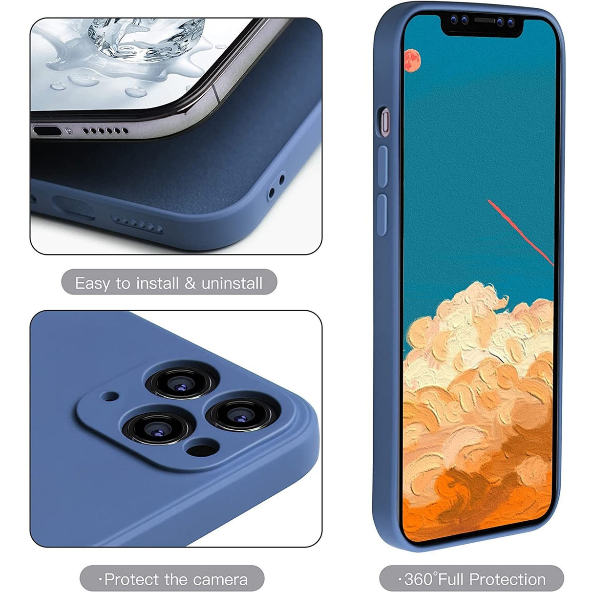 Husa protectie compatibila cu Apple iPhone 11 Pro Liquid Silicone Case Albastru inchis - vivimall.ro