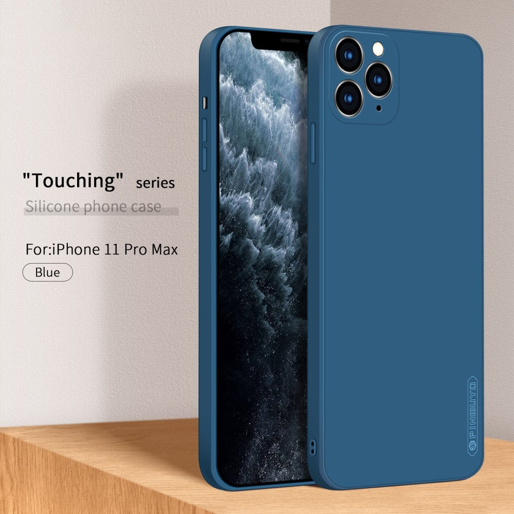 Husa protectie compatibila cu Apple iPhone 11 Pro Max Liquid Silicone Case Albastru inchis - vivimall.ro
