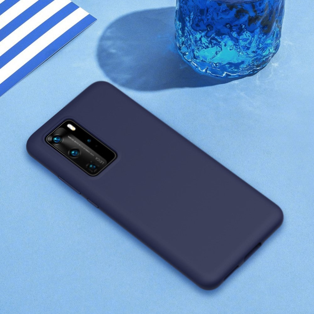Husa protectie compatibila cu Huawei P40 Pro Liquid Silicone Case Albastru inchis - vivimall.ro