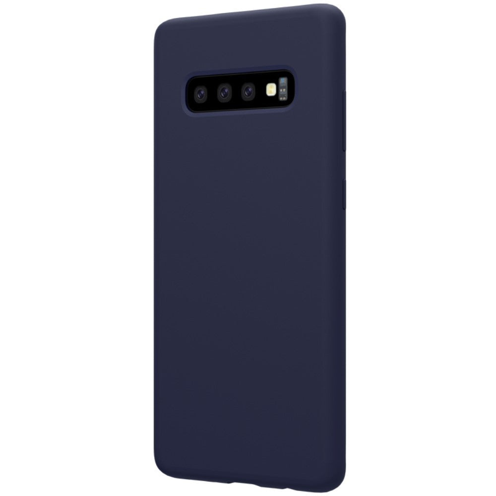 Husa protectie compatibila cu Samsung S10 Plus Liquid Silicone Case Albastru inchis - vivimall.ro