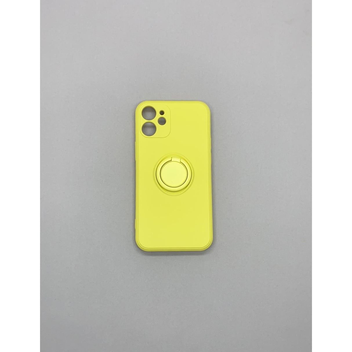 Husa protectie Flippy compatibila cu Apple iPhone 12 Mini Liquid Silicone Ring cu suport rotativ Galben - vivimall.ro