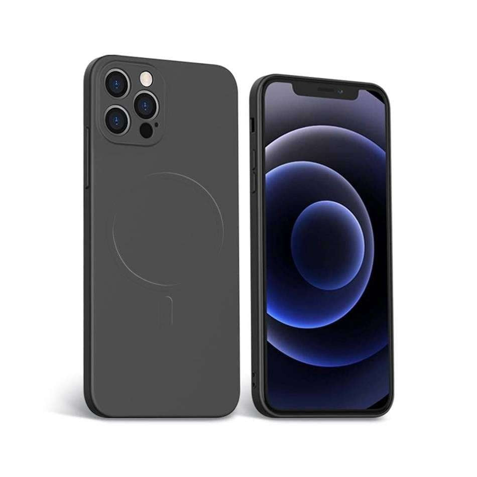 Husa protectie Flippy compatibila cu Apple iPhone 12 Pro Max Mag Safe Silicone Negru - vivimall.ro