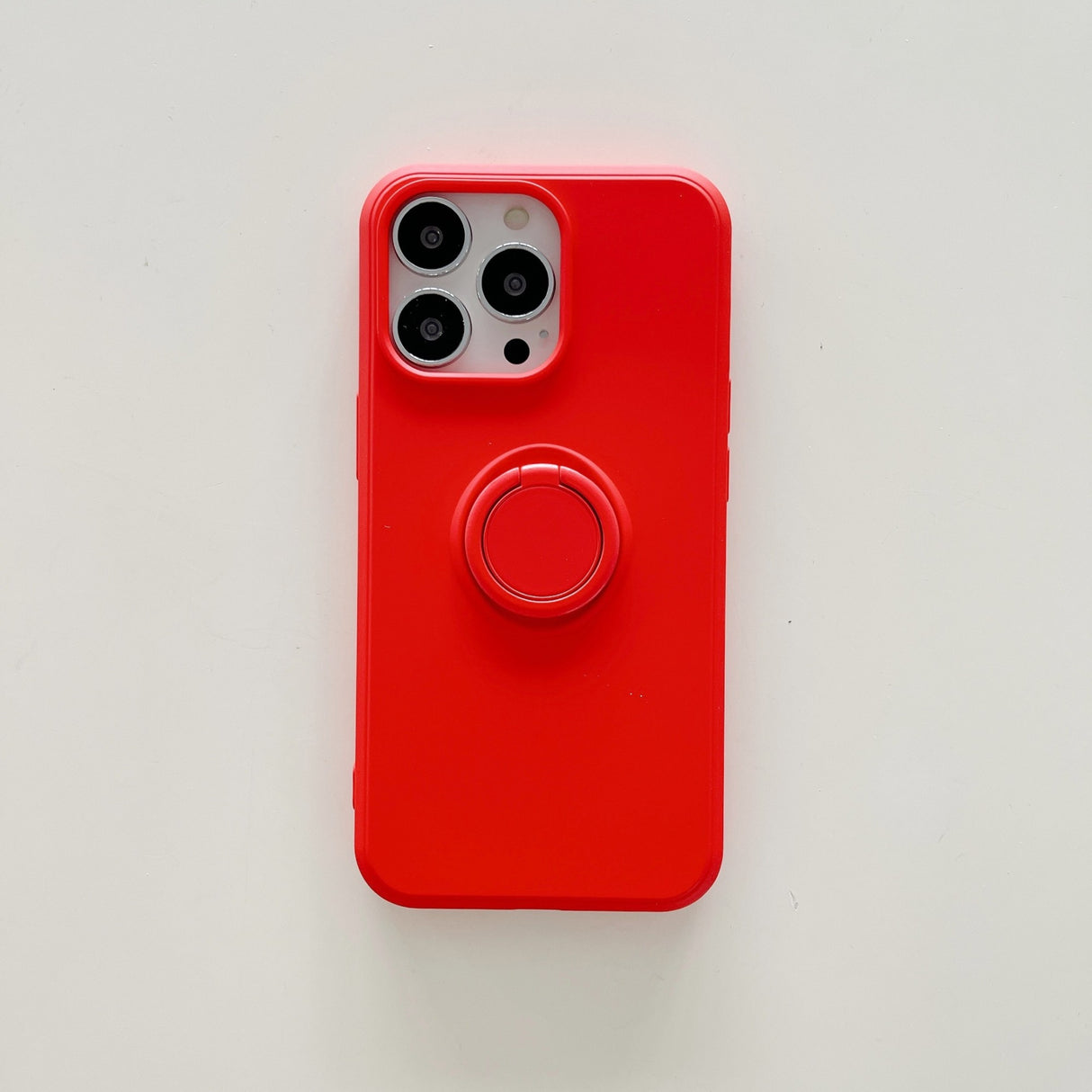 Husa protectie Flippy compatibila cu Apple iPhone 13 Liquid Silicone Ring cu suport rotativ Rosu - vivimall.ro