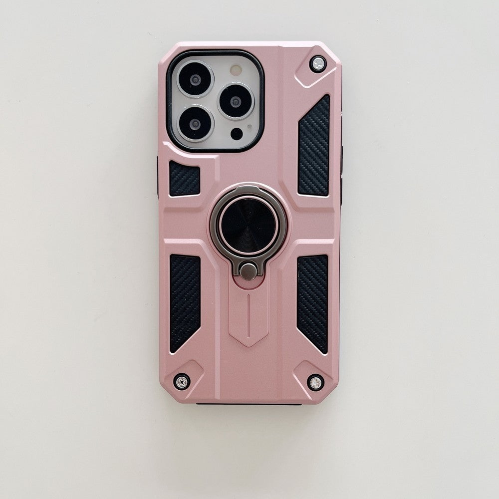 Husa protectie Flippy compatibila cu Apple iPhone 13 Pro Defender Model 5 cu suport prindere inel,Roz Auriu - vivimall.ro