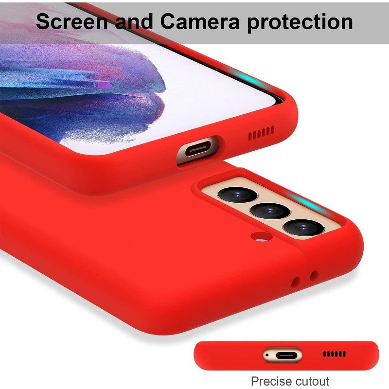 Husa protectie Flippy compatibila cu Samsung S21 5G Liquid Silicone Case Rosu - vivimall.ro