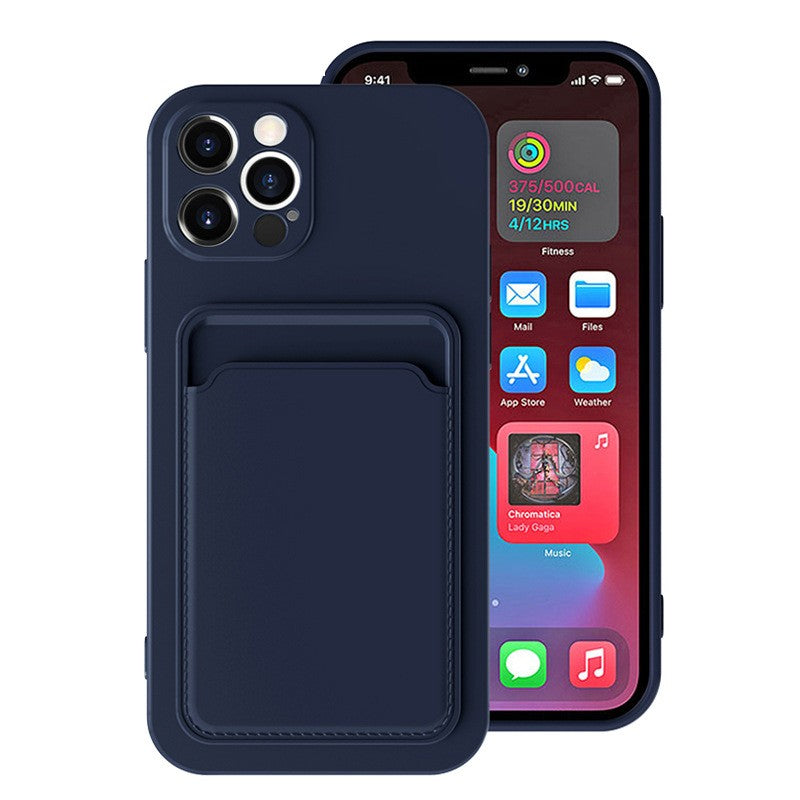 Husa protectie Flippy cu suport card compatibila cu Apple iPhone 12 Albastru - vivimall.ro