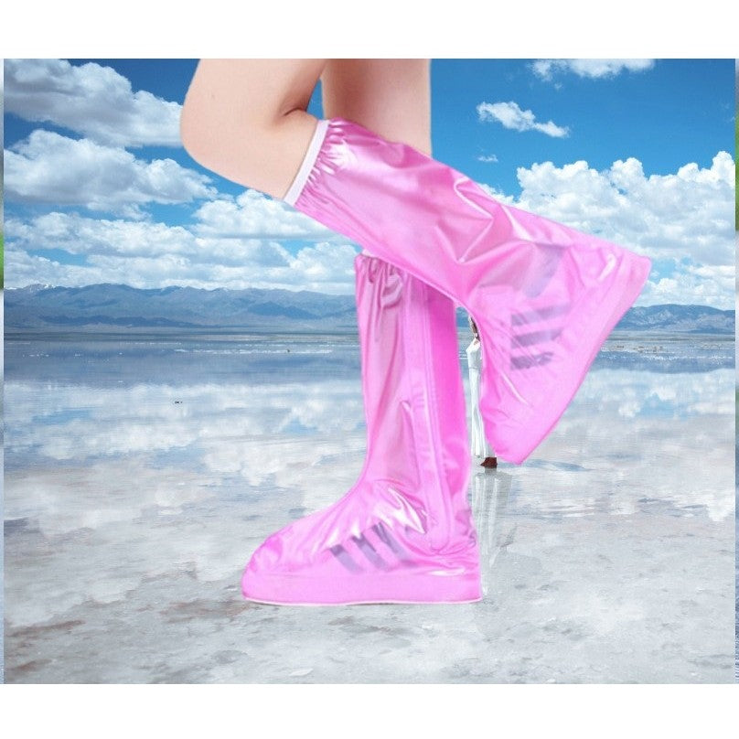 Protectie Incaltaminte pentru Ploaie si Noroi, Flippy, Impermeabila, Talpa Antiderapanta, cu Fermoar si Capsa, Inaltime 40 cm, Marime L 38-39, Roz - vivimall.ro