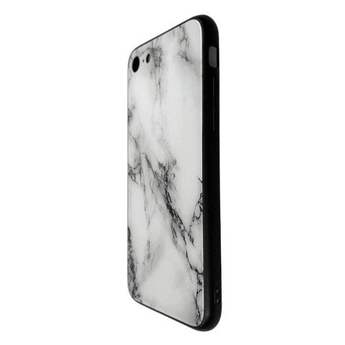 Detaliu decupaj cameră husă iPhone 8 Marble Model 2, margine ridicată protecție obiectiv