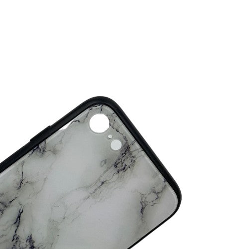 Husă iPhone 7 TPU Marble aplicată pe telefon, vedere laterală, grosime subțire 3mm