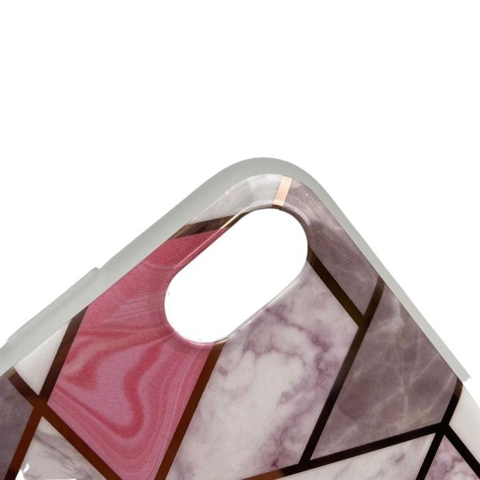 Husa protectie pentru Apple iPhone X/XS Soft IMD TPU Marble Geometric Alb - vivimall.ro