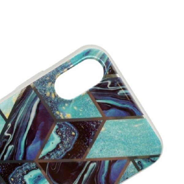 Husa protectie pentru Apple iPhone XR Soft IMD TPU Marble Geometric Albastru - vivimall.ro