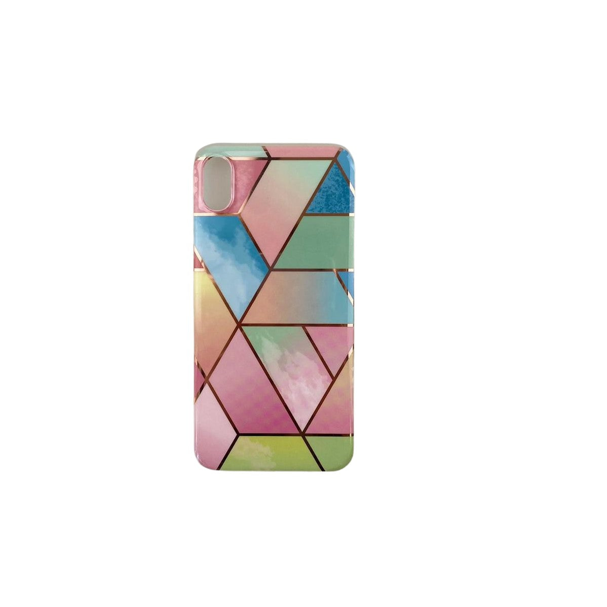 Husa protectie pentru Apple iPhone XR Soft IMD TPU Marble Geometric Roz - vivimall.ro