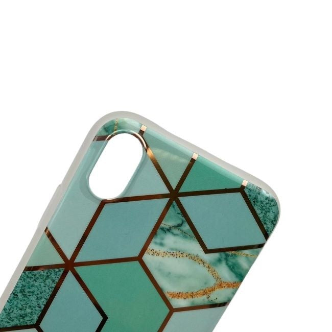 Husă protecție Apple iPhone XR verde Marble Geometric, conținut pachet complet