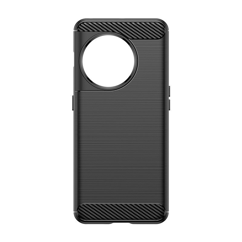 Husa Protectie pentru OnePlus 11, Vivimall, din Silicon TPU Moale, Textura Periat, Anti Cadere, cu Element Carbon, Negru - vivimall.ro