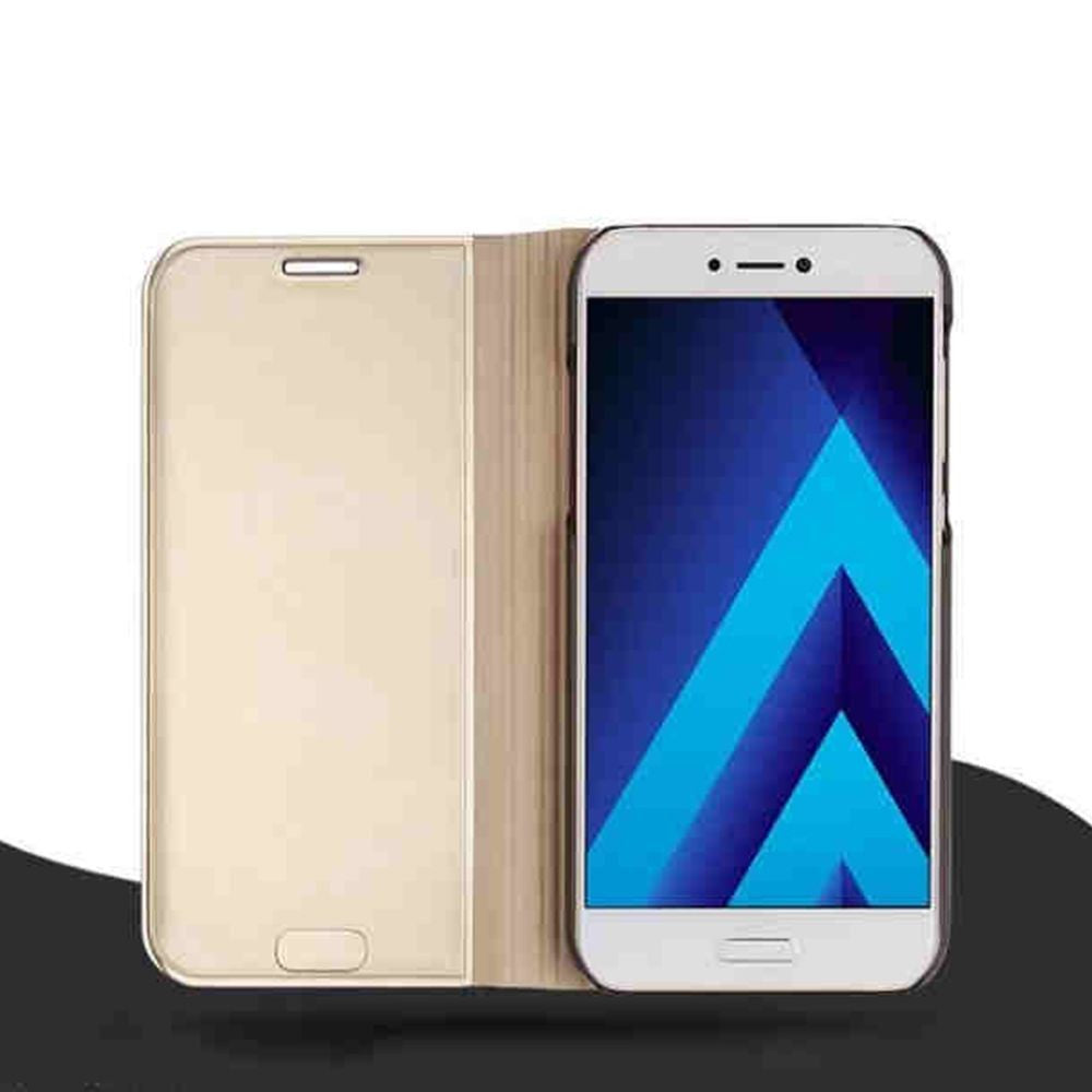 Husa Samsung Galaxy A3 2017 Flip Cover Oglinda Auriu - vivimall.ro