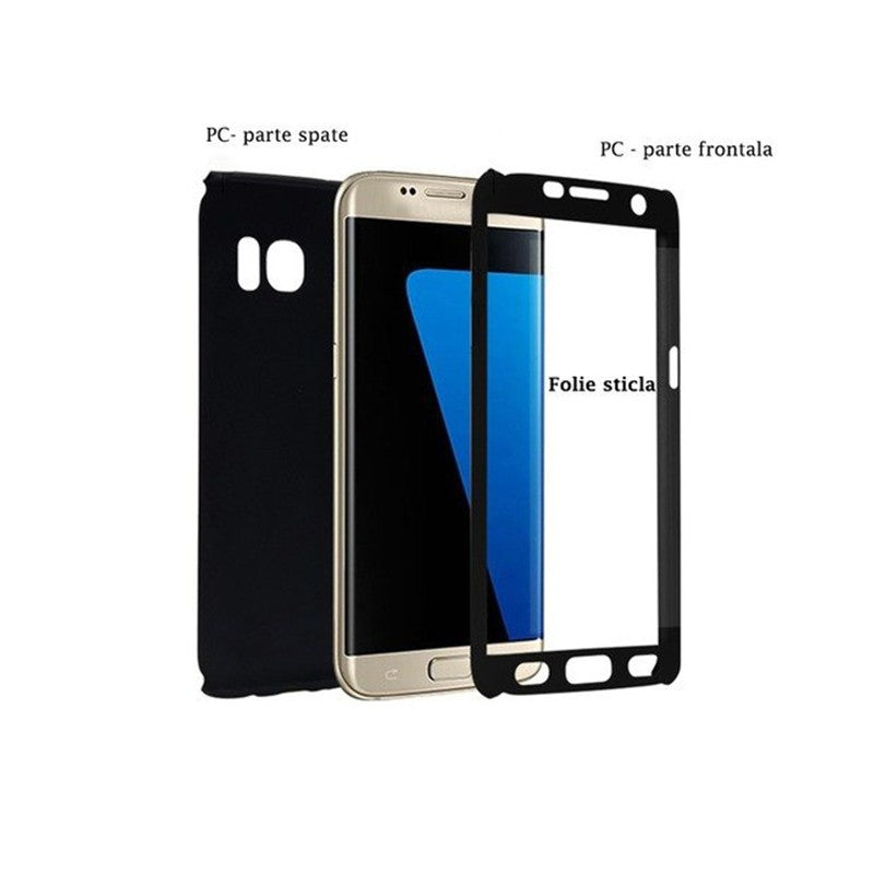 Husa Samsung Galaxy J5 2017 Full Cover 360 Negru + Folie de protectie - vivimall.ro