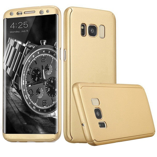 Husa Samsung Galaxy S8 Full Cover 360 Auriu + Folie de protectie - vivimall.ro