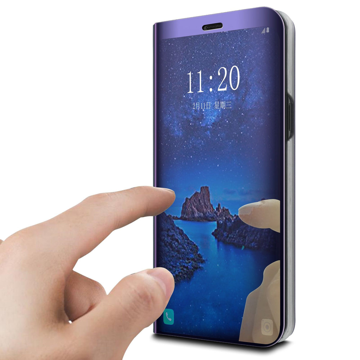 Husa Samsung Galaxy S9 Flip Cover Oglinda Albastru - vivimall.ro
