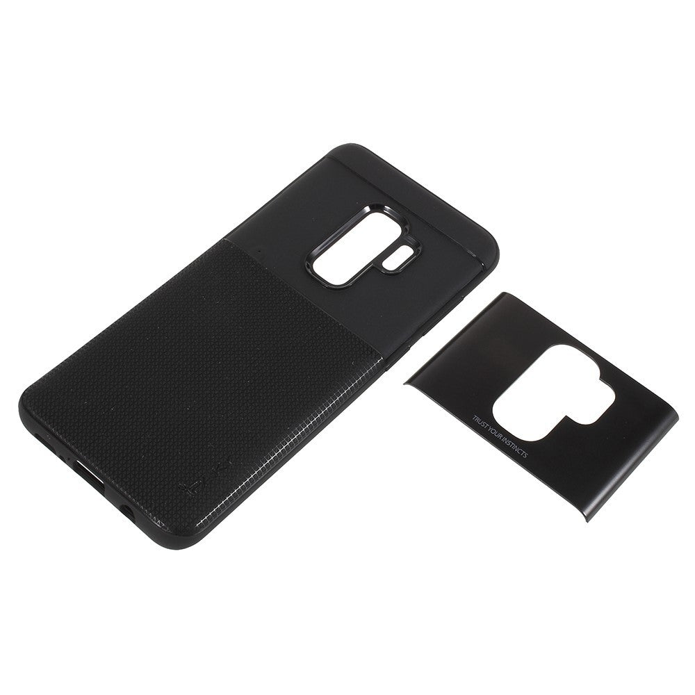 Husa Samsung Galaxy S9 Ipaky Elegant Grid Design TPU Hybrid Negru - vivimall.ro