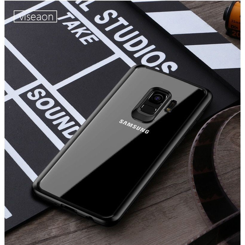 Husa Samsung Galaxy S9 Tpu Transparent cu margini colorate negru - vivimall.ro