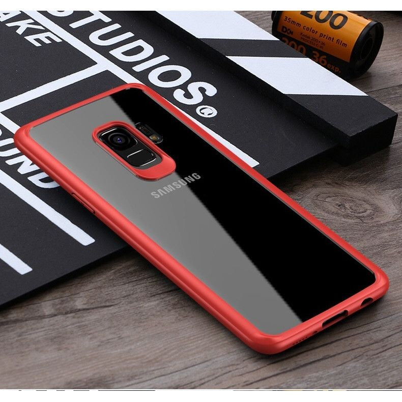 Husa Samsung Galaxy S9 Tpu Transparent cu margini colorate rosu - vivimall.ro