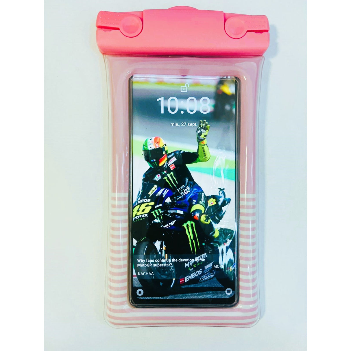 Husa subacvatica Cushion Waterproof Flippy, Snowproof, Universala, Dungata, cu Snur, pentru telefon sau documente, Roz - vivimall.ro