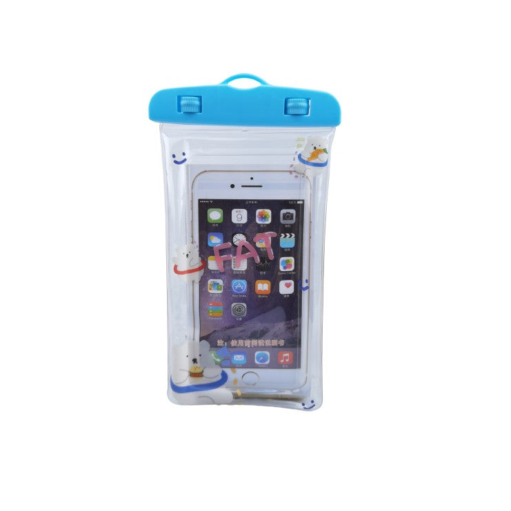 Husa subacvatica Kids Waterproof Flippy, Snowproof, Universala, cu Snur, pentru telefon sau documente, Bears, Albastru - vivimall.ro
