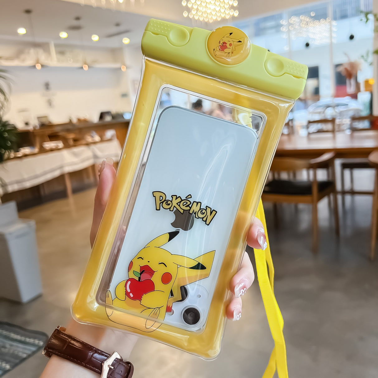 Husa subacvatica Mascot Waterproof Flippy, Snowproof, Universala, cu Snur, pentru telefon sau documente, Pika, Galben - vivimall.ro