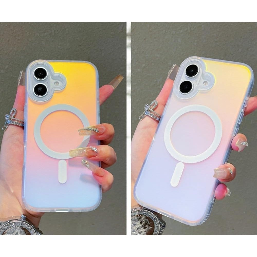 Husa Telefon, Vivimall, Compatibila iPhone 17, Model Cameleon, Magsafe, Schimbare Gradient de Culoare din Unghiuri Diferite, Multicolor - vivimall.ro