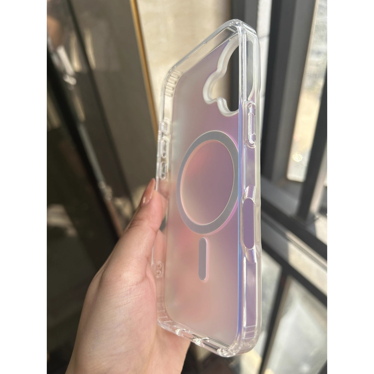 Husa Telefon, Vivimall, Compatibila iPhone 17, Model Cameleon, Magsafe, Schimbare Gradient de Culoare din Unghiuri Diferite, Multicolor - vivimall.ro