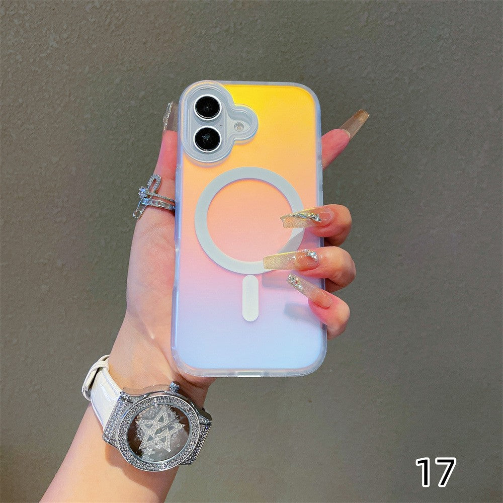 Husa Telefon, Vivimall, Compatibila iPhone 17, Model Cameleon, Magsafe, Schimbare Gradient de Culoare din Unghiuri Diferite, Multicolor - vivimall.ro