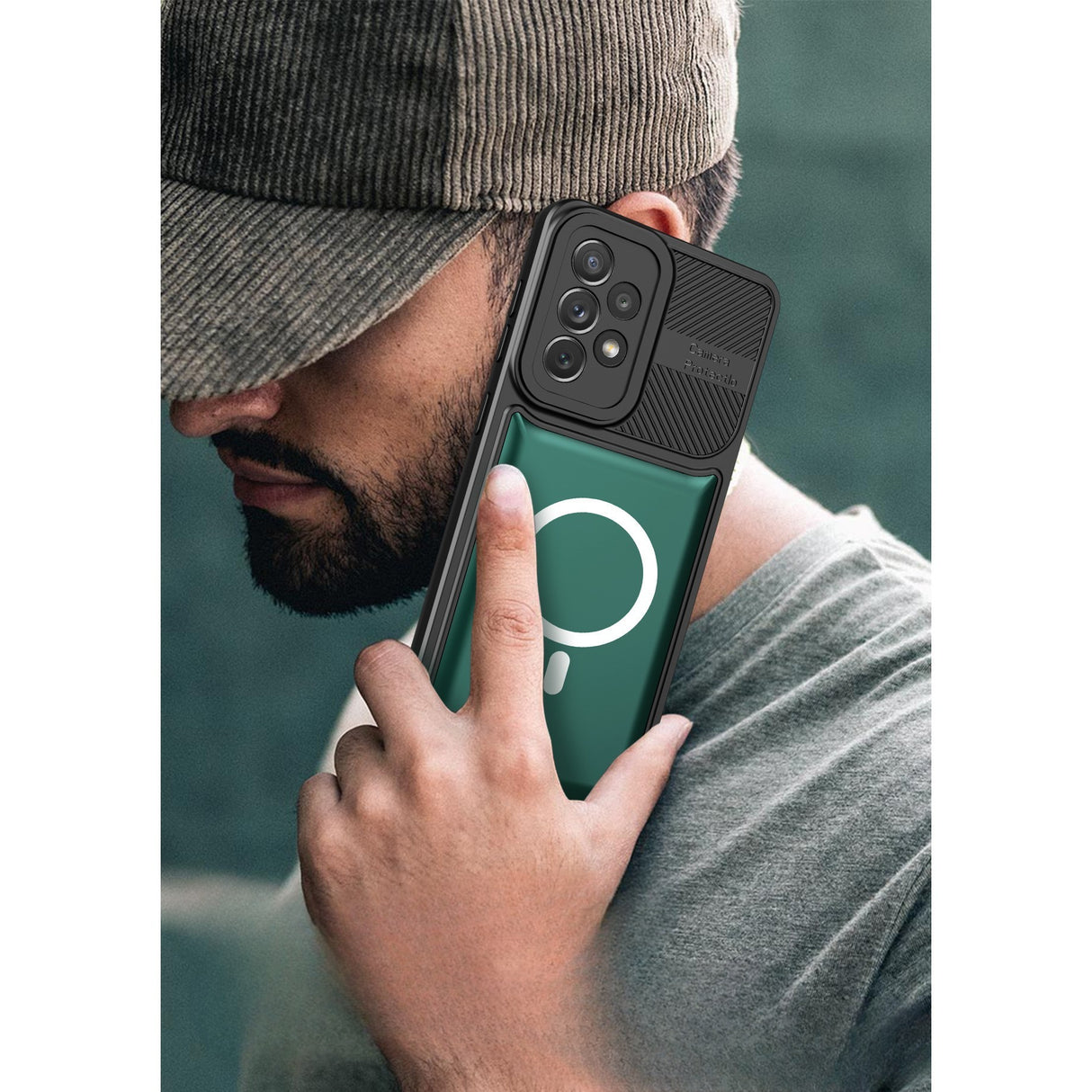 Husa Urban Armor pentru Samsung Galaxy A24 4G, Vivimall, Suport Auto Magnetic, Protectie Antisoc, Verde Inchis - vivimall.ro