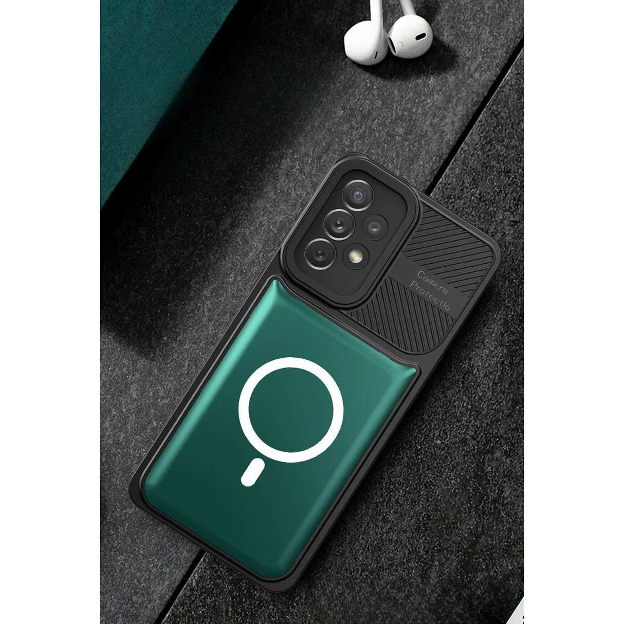 Husa Urban Armor pentru Samsung Galaxy A24 4G, Vivimall, Suport Auto Magnetic, Protectie Antisoc, Verde Inchis - vivimall.ro