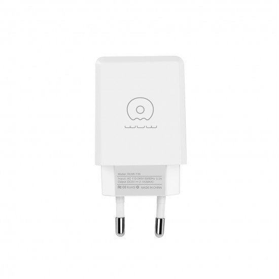 Incarcator Retea 2.1A 2USB + Cablu Micro-USB T06 Vivimall Blister, Alb - vivimall.ro