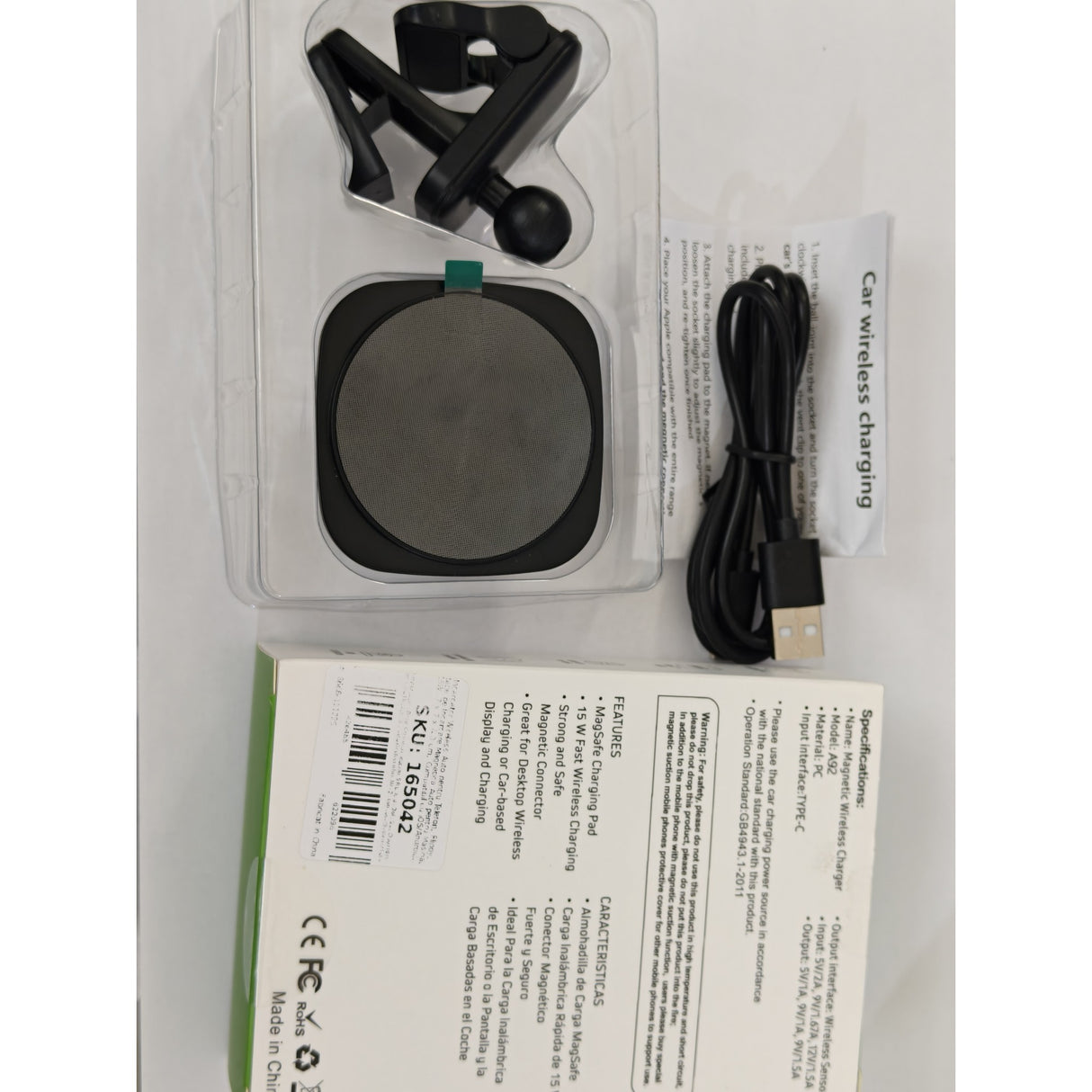 Incarcator Wireless Auto pentru Telefon, Flippy, Statie de Incarcare Magnetica Auto pentru Masina, 15W, 7 x 7 x 6.3 cm, Compatibil cu iOS/Android, Negru - vivimall.ro