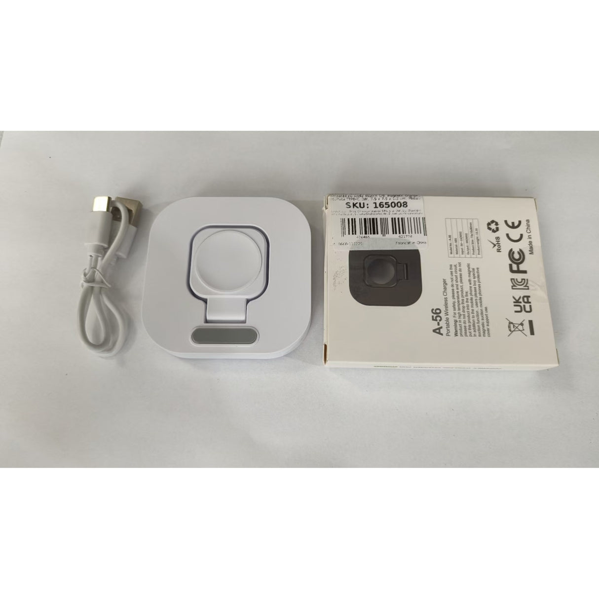 Incarcator Wireless pentru Smart iWatch, Vivimall, Compatibil cu Apple iWatch 1/9, Magnetic Charger, Interfata TYPE-C, 3W, 7.5 x 7.5 x 1.2 cm, Pliabil, Alb - vivimall.ro