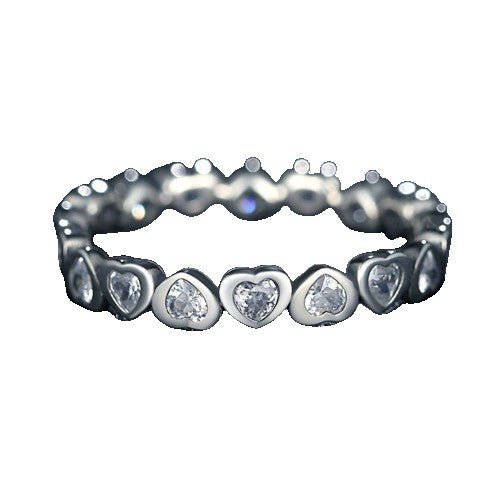 Inel Argint 925 Circular Inimi cu Pietre M58 - vivimall.ro