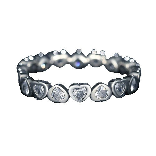 Inel Argint 925 Circular Inimi cu Pietre M53 - vivimall.ro