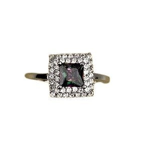 Inel Argint 925 cu Topaz Mare Patrat M 50 - vivimall.ro