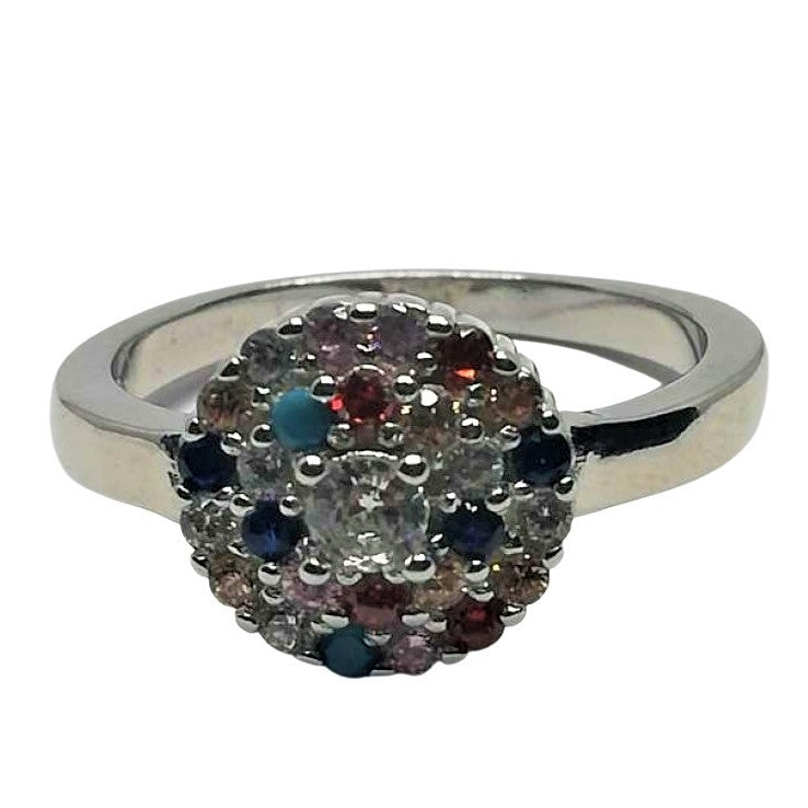 Inel Argint 925 Floare cu Pietre Colorate M 51 - vivimall.ro