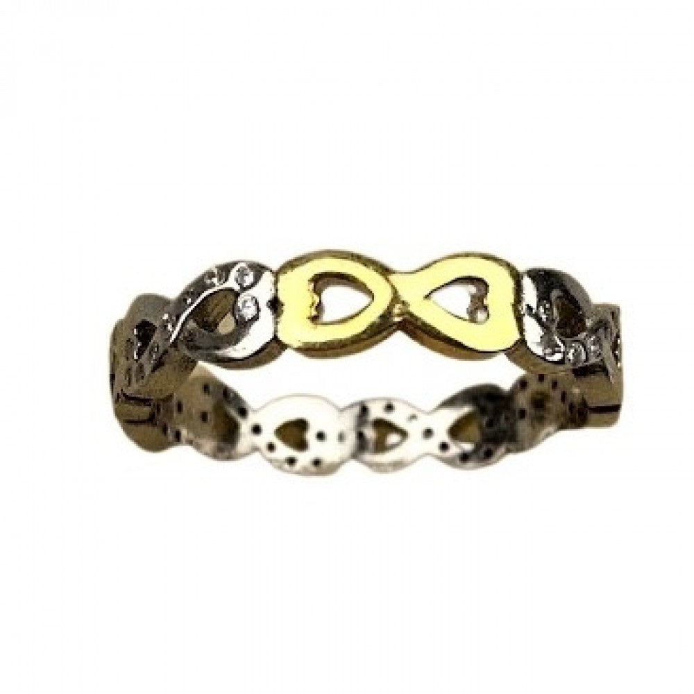 Inel Argint 925 Infinit Placat cu Aur Galben si Minizirconii M 59 - vivimall.ro