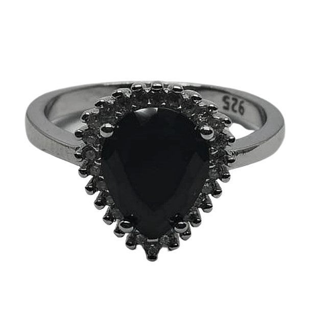 Inel Argint 925, Lacrima cu Onix, M 50 - vivimall.ro