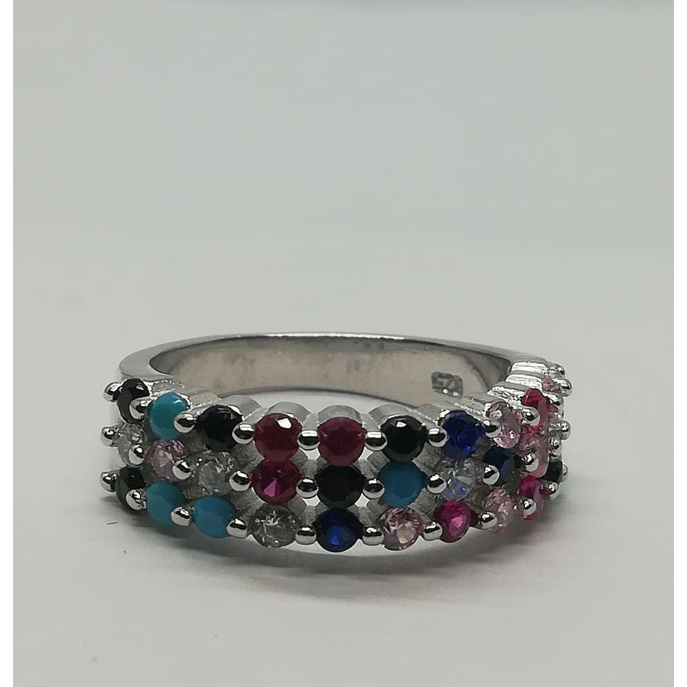 Inel Argint 925 Lat cu Pietre Colorate M 51 - vivimall.ro