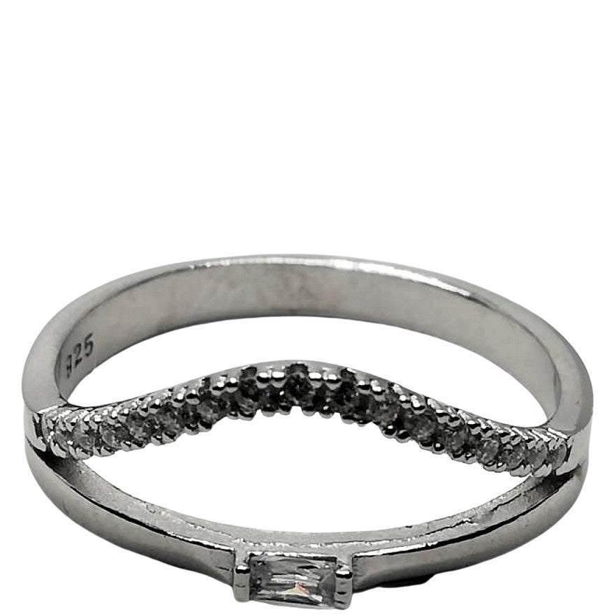 Inel Argint 925 model V cu Piatra si Minizirconii M 59 - vivimall.ro