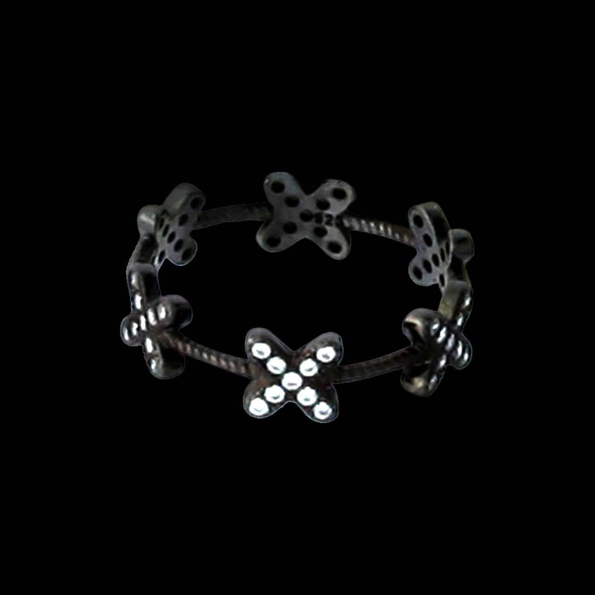 Inel circular din Argint 925 cu zirconii, placat cu rodiu negru, marimea 51 - vivimall.ro