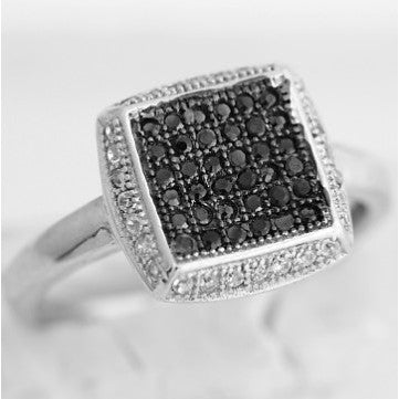 Inel de dama din Argint 925 cu model patrat si zirconii, marimea 53 - vivimall.ro