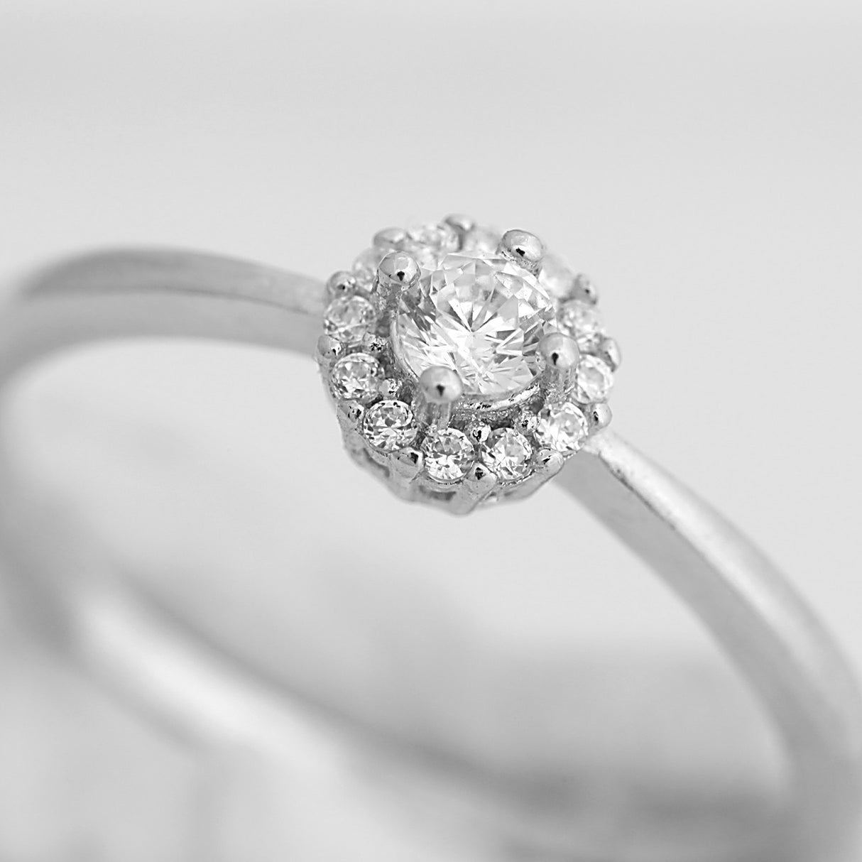 Inel de logodna din Argint 925, placat cu rodiu, marimea 54