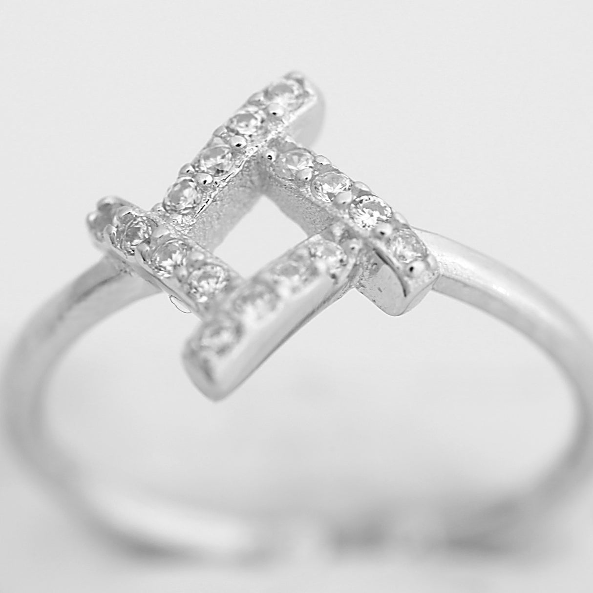 Inel din Argint 925 Disconnected, model Romb cu pietre, 49 mm - vivimall.ro